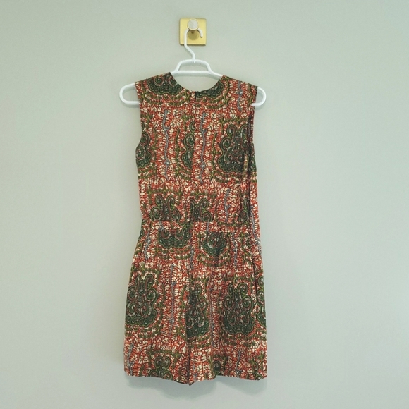 D'iyanu Wrap Romper Shorts Small Orange Green African Print Sleeveless Cotton - Picture 7 of 16